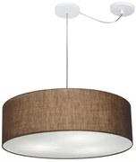 Lustre Pendente Cilíndrico Com Desvio Md-4262 Cúpula em Tecido 55x15cm Café - Bivolt