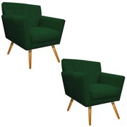 kit 02 Poltronas Laura Palito Mel Suede Verde - ADJ Decor