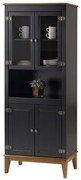 Cristaleira Malu 4 Portas cor Preto com Base Amendoa 180 cm - 62802 Sun House