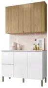 Armário de Cozinha CP01 e Tampo 120cm Minsk Z06 Branco/Freijó - Mpozen