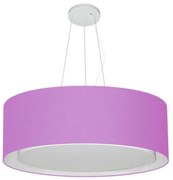 Lustre Pendente Cilíndrico Duplo Md-4125 Cúpula em Tecido 60x25cm Lilás - Bivolt