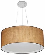 Lustre Pendente Cilíndrico Duplo Md-4124 Cúpula em Tecido 50x25cm Palha - Bivolt