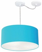 Lustre Pendente Cilíndrico Com Desvio De Centro Md-4147 Cúpula  50x25cm Azul Turquesa - Bivolt