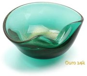 Bowl 1 Verde com Ouro Murano Cristais Cadoro