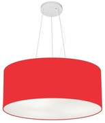 Lustre Pendente Cilíndrico Md-4047 Cúpula em Tecido 50x21cm Vermelho - Bivolt