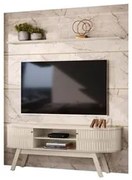 Painel para TV 75 Pol com Rack Bancada 208cm Luna M01 Calacata/Off Whi