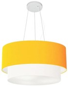 Pendente Cilíndrico Laranja e Branco MJ-4061 Para Mesa de Jantar e Estar