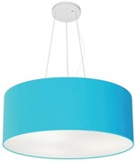 Lustre Pendente Cilíndrico Md-4047 Cúpula em Tecido 50x21cm Azul Turquesa - Bivolt