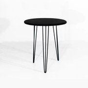 Mesa Lateral Decorativa Redondo Pes Hairpin Legs Tampo Preto