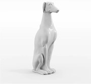 Escultura Decorativa Galgo em Resina Maciça Branco G07 - Gran Belo