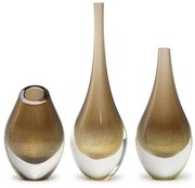 Conjunto 3 Gotas Mini Fumê com Ouro Murano Cristais Cadoro