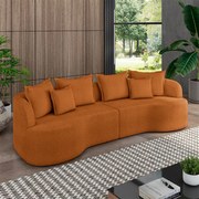 Sofá Living Decorativo Salinas 2 Lugares com Almofadas 210cm Modulado Bouclê Terracota G33 - Gran Belo