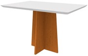 Mesa de Jantar Retangular Tampo com Vidro Angra 120 cm Off White Base Ypê - D'Rossi