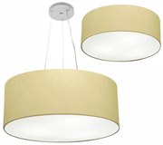 Plafon e Pendente Cilíndrico Vivare Md-3014 / Md-4047 Cúpula em Tecido 50cm Algodão Crú - Bivolt