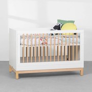 Berço Mini Cama Cozy - Branco com Carvalho