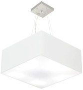 Lustre Pendente Quadrado Md-4040 Cúpula em Tecido 21/50x50cm Branco - Bivolt