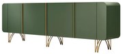 Aparador Buffet Pé em Aço Dourado 220 cm Anabelle Verde Pistache H01 - D'Rossi