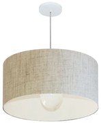 Lustre Pendente Cilíndrico Md-4207 Cúpula em Tecido 55x25cm Rustico Bege - Bivolt