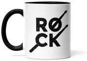 Caneca Rock Baquetas Branca com Alça Preta