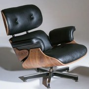 Poltrona Charles Eames Pau Ferro Couro Natural Preto 26606 Sun House