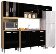 Balcão de Cozinha com Pia Inox 120cm 3 Portas 2 Gavetas Livy P11  Damasco/Off White - Mpozenato