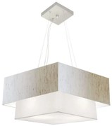 Lustre Pendente Duplo Quadrado Vivare Md-4066 Cúpula em Tecido 50x35cm Linho Bege / Branco - Bivolt