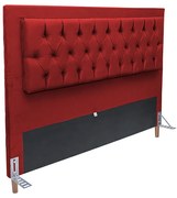 Cabeceira Cama Box Casal 140cm Paris Capitonê Suede Vermelho - Sheep Estofados - Vermelho