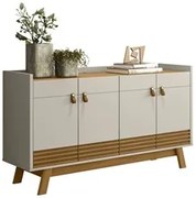 Buffet Aparador Para Sala 4 Portas Luzzo L06 Nature/Off White - Mpozen