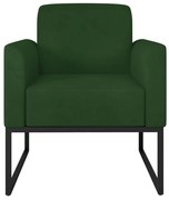 Poltrona Decorativa Isabella Base Industrial Suede Verde/Preto G19 - Gran Belo