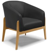 Poltrona Decorativa Base de Madeira Stella Sintético D03 - D'Rossi - Preto