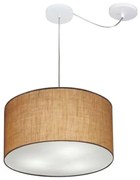 Lustre Pendente Cilíndrico Com Desvio De Centro Md-4163 Cúpula em Tecido 40x25cm Palha - Bivolt