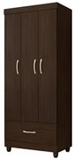 Guarda Roupa 3 Portas 1 Gaveta Prince D02 Ebano Touch - Mpozenato