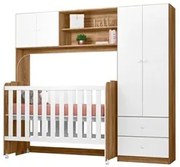 Quarto de Bebê Conjugado Belle e Berço Amour P14 Nature/Branco - Mpoze