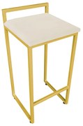 Banqueta Alta Industrial Pietra Suede Base Dourado D'Rossi - Bege