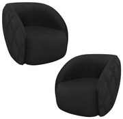 Kit 2 Poltronas Decorativas Clarke PU Preto G45 - Gran Belo