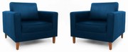 Conjunto 2 Poltrona Decorativa Gabriela Suede Azul Marinho