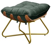 Puff Decorativo Sala de Estar Caim Base de Madeira Dourado Suede Verde G41 - Gran Belo