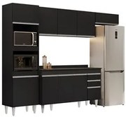 Armário de Cozinha Modulada 4 Peças CP11 Balcão com Tampo Preto - Lumi