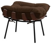 Puff Decorativo Sala de Estar Abel Base de Madeira Preto Suede Marrom G41 - Gran Belo