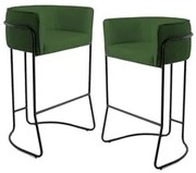 Kit 2 Banquetas Decorativas Base Aço Preto Betina B-89 Corano Verde -