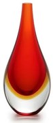 Gota Mini Média Bicolor Vermelha com Âmbar Murano Cristais Cadoro