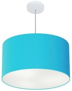 Lustre Pendente Cilíndrico Md-4101 Cúpula em Tecido 60x30cm Azul Turquesa - Bivolt