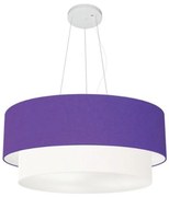 Lustre Pendente Duplo Cilíndrico Vivare Md-4371 Cúpula em Tecido 80x70cm - Bivolt