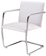 Cadeira Bruno Assento Estofado Dunas Branco com Base Cromada - 46905 Sun House