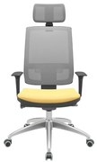 Cadeira Office Brizza Tela Cinza Com Encosto Assento Vinil Amarelo Autocompensador 126cm - 63241 Sun House