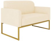 Poltrona Namoradeira Decorativa Isabella Base Industrial Suede Bege/Dourado G19 - Gran Belo