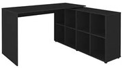 Mesa Escrivaninha em L 140x130cm 8 Nichos Eron A06 Preto - Mpozenato