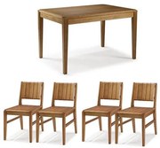 Conjunto Mesa Jantar Tampo Madeira + 4 Cadeiras Salvador Assento Madeira - 60475 Sun House