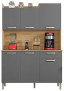 Armário de Cozinha Compacta 121cm Pádua Z06 Freijó/Gris - Mpozenato