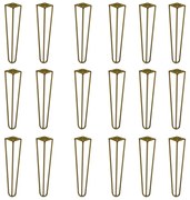 Kit 18 Pés de Metal 30 CM Hairpin Legs Mesa de Canto Rack e Puffs Dourado G41